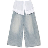 Jeans a gamba larga 2 in 1 in azzurro Feng chen wang - uomo 