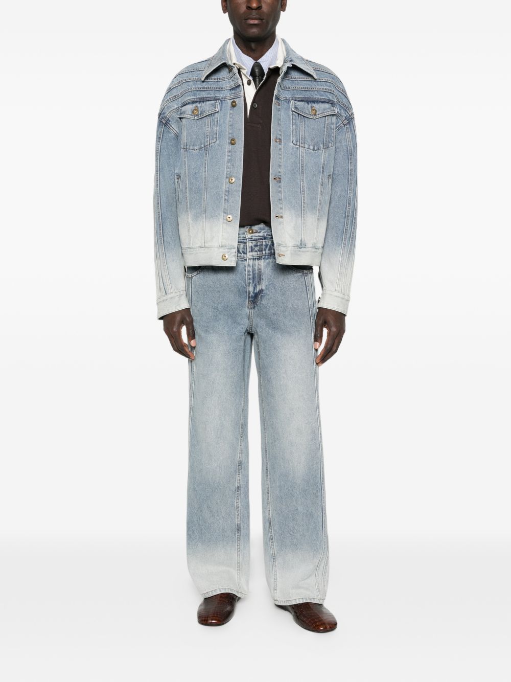 Jeans con effetto schiarito in blu Feng chen wang - uomo 
