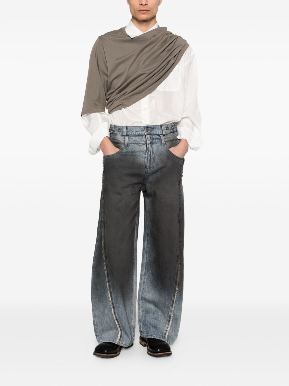 Pantaloni larghi scoloriti in blu e nero Feng chen wang - uomo 