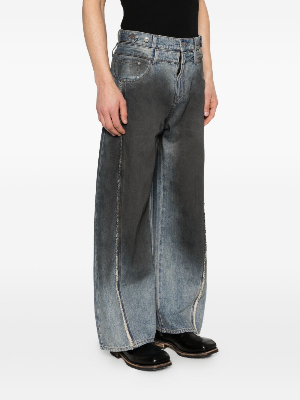 Pantaloni larghi scoloriti in blu e nero Feng chen wang - uomo 