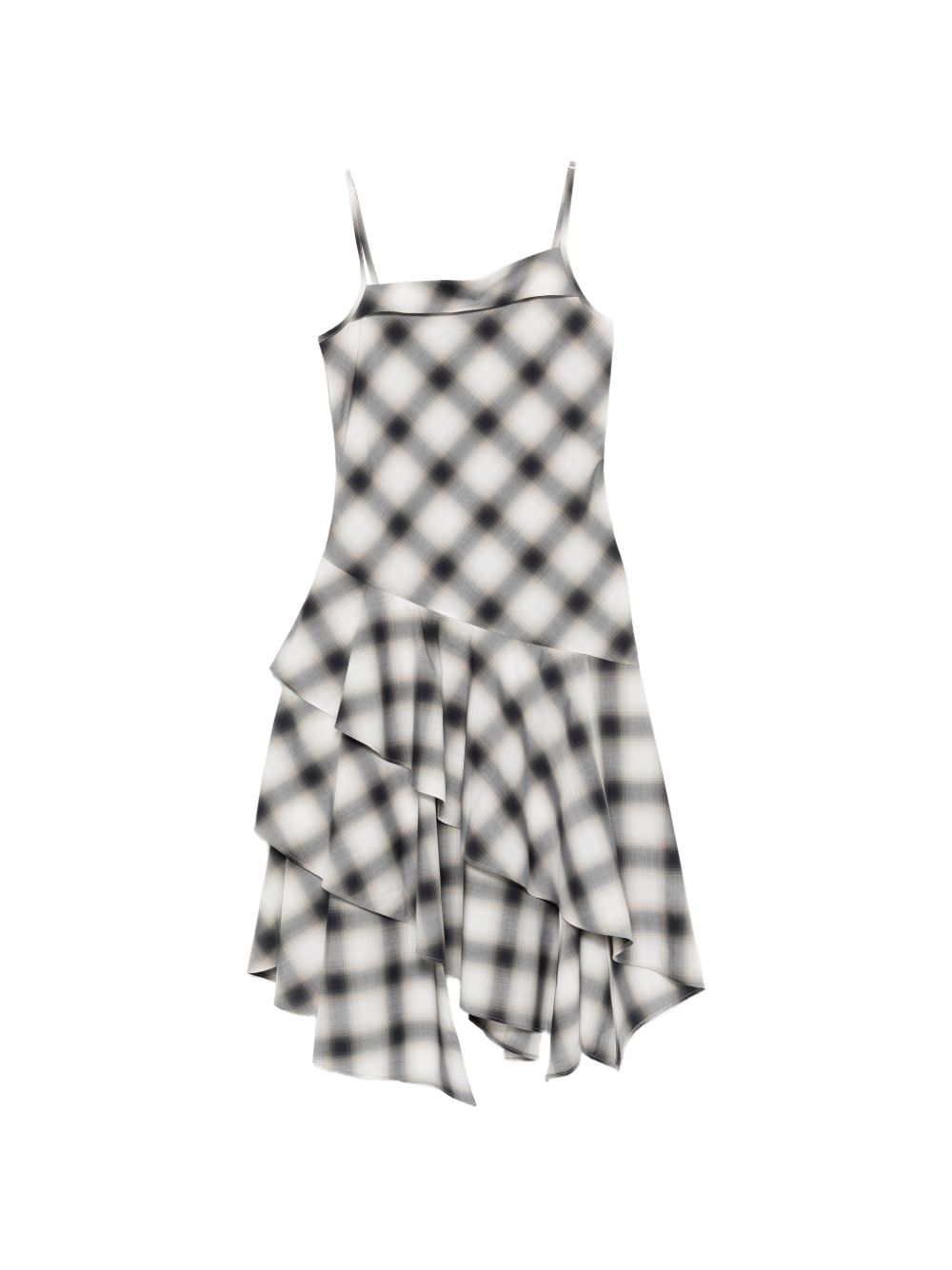 Abito midi con balze in bianco e nero Feng Chen Wang - donna 