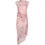 Abito midi asimmetrico in rosa Feng Chen Wang - donna 