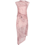 Abito midi asimmetrico in rosa Feng Chen Wang - donna 