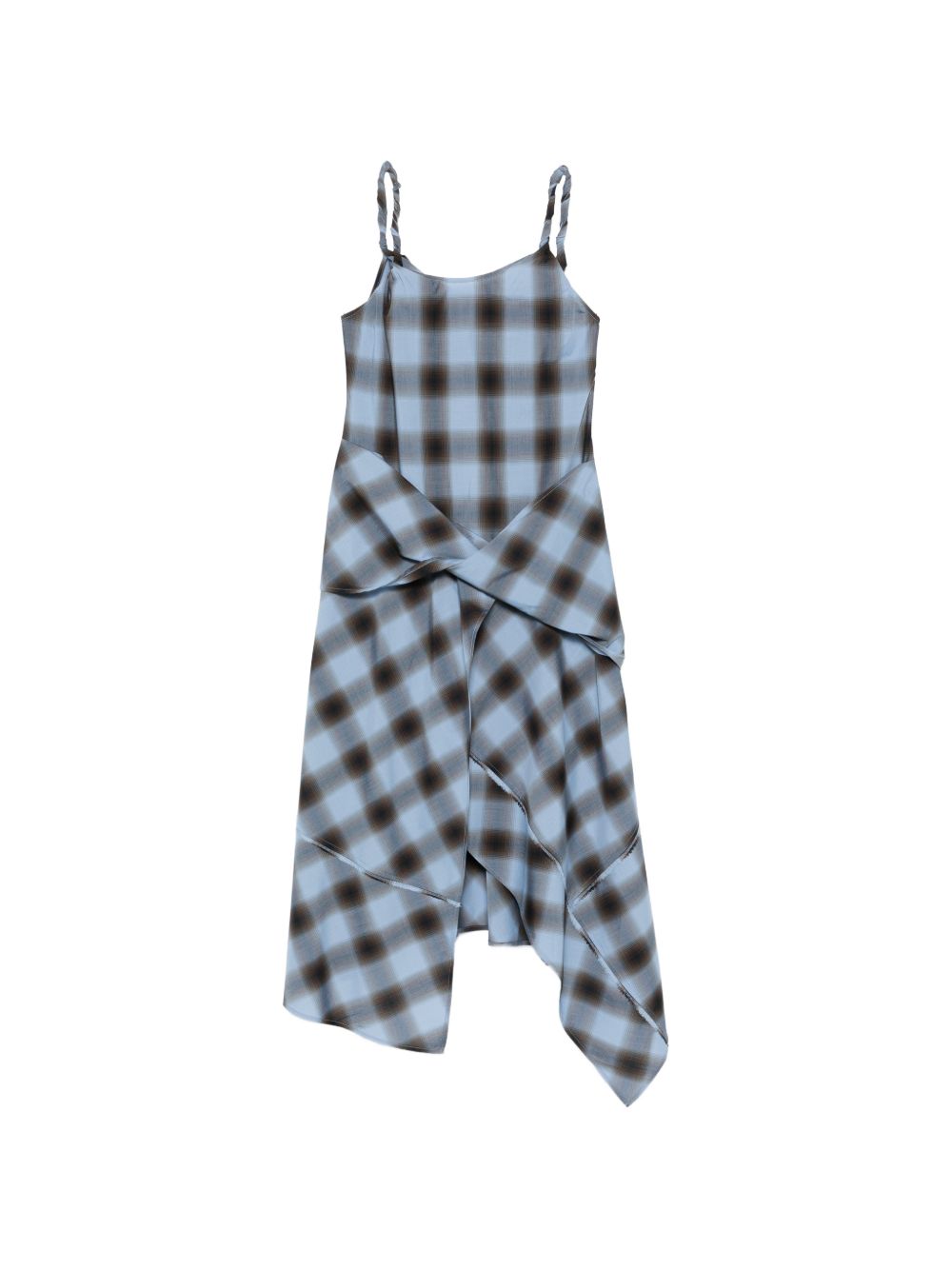 Abito midi con balze in azzurro e nero Feng Chen Wang - donna 