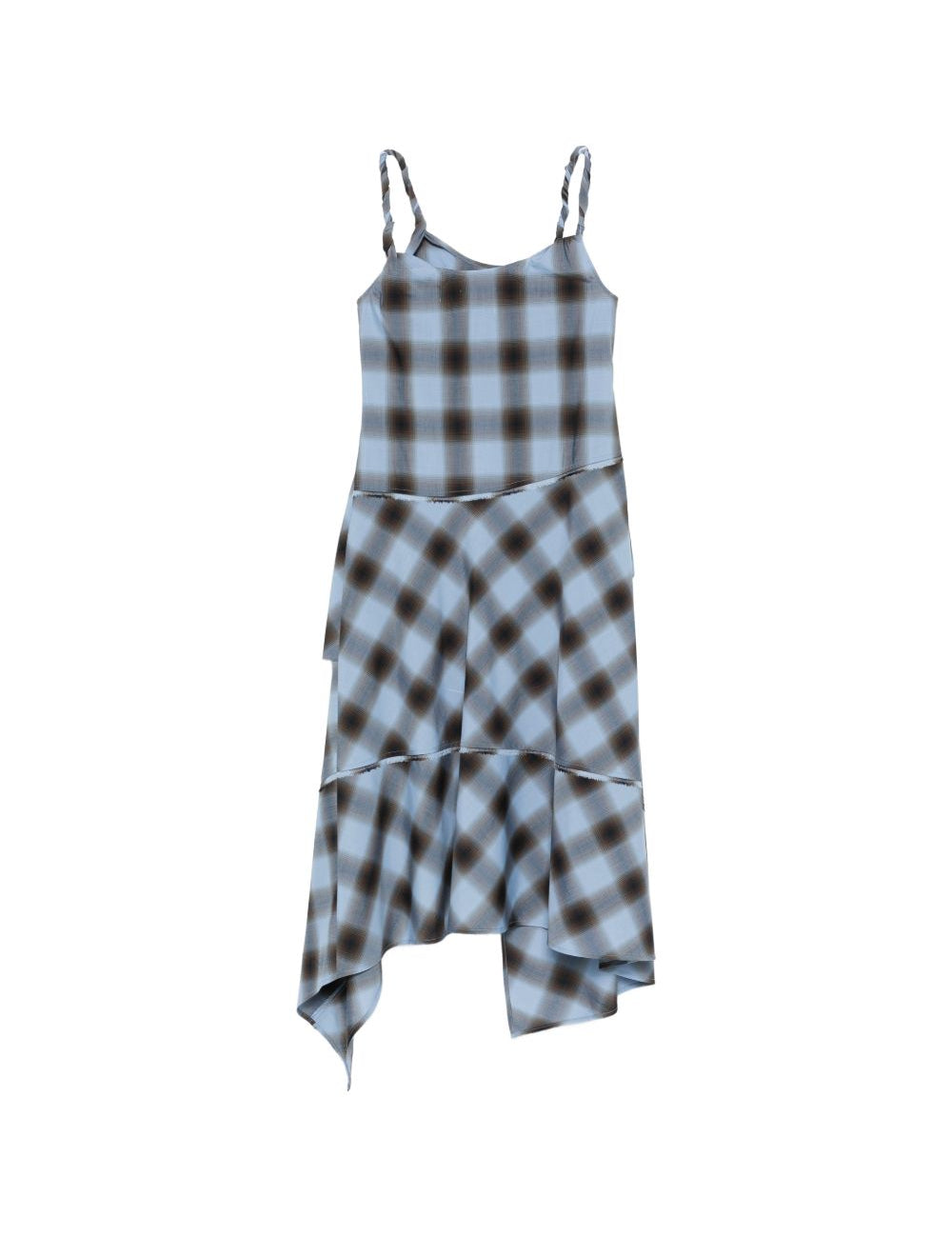 Abito midi con balze in azzurro e nero Feng Chen Wang - donna 