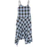 Abito midi con balze in azzurro e nero Feng Chen Wang - donna 