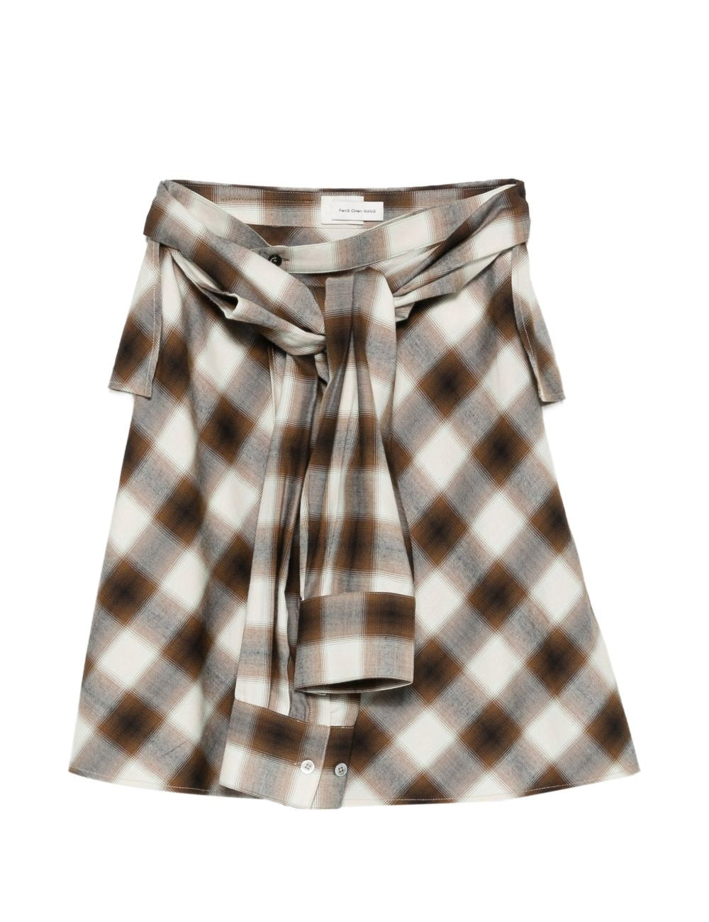 Gonna midi a quadri in marrone e bianco Feng Chen Wang - donna 