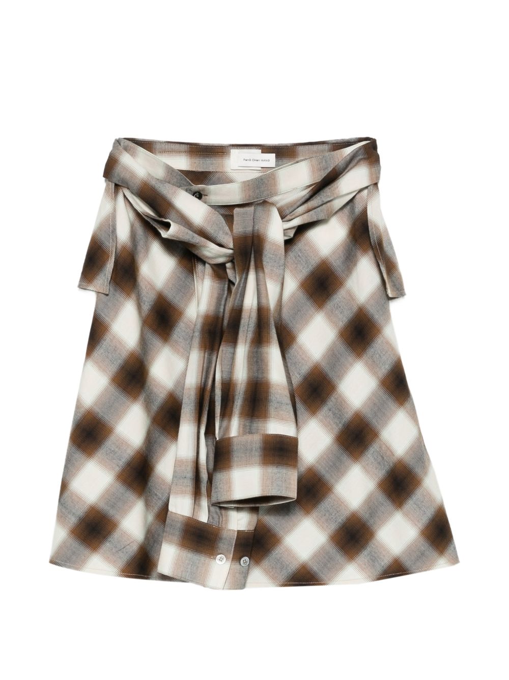 Gonna midi a quadri in marrone e bianco Feng Chen Wang - donna 