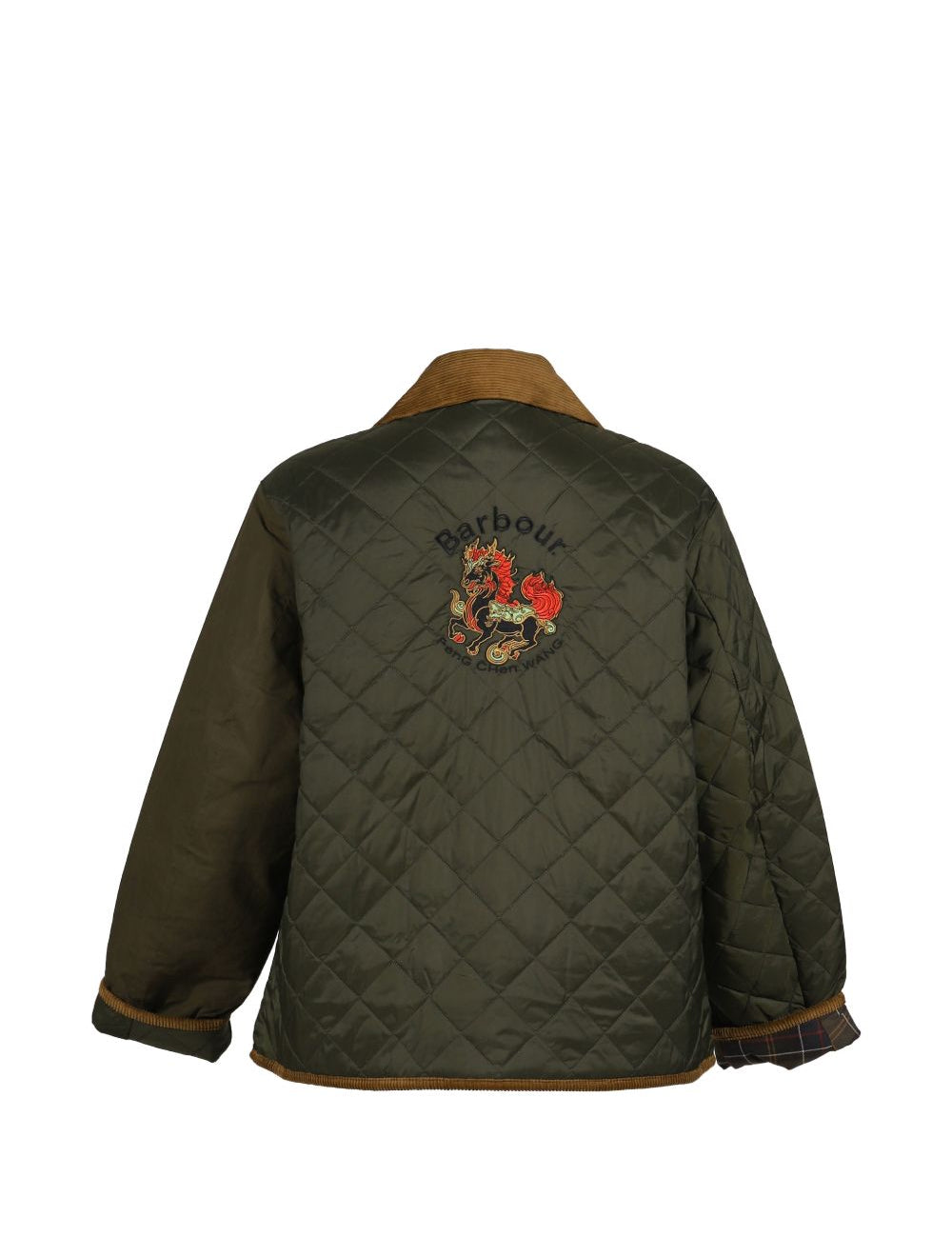 Giacca trapuntata con patchwork in verde Feng Chen Wang x Barbour - uomo 
