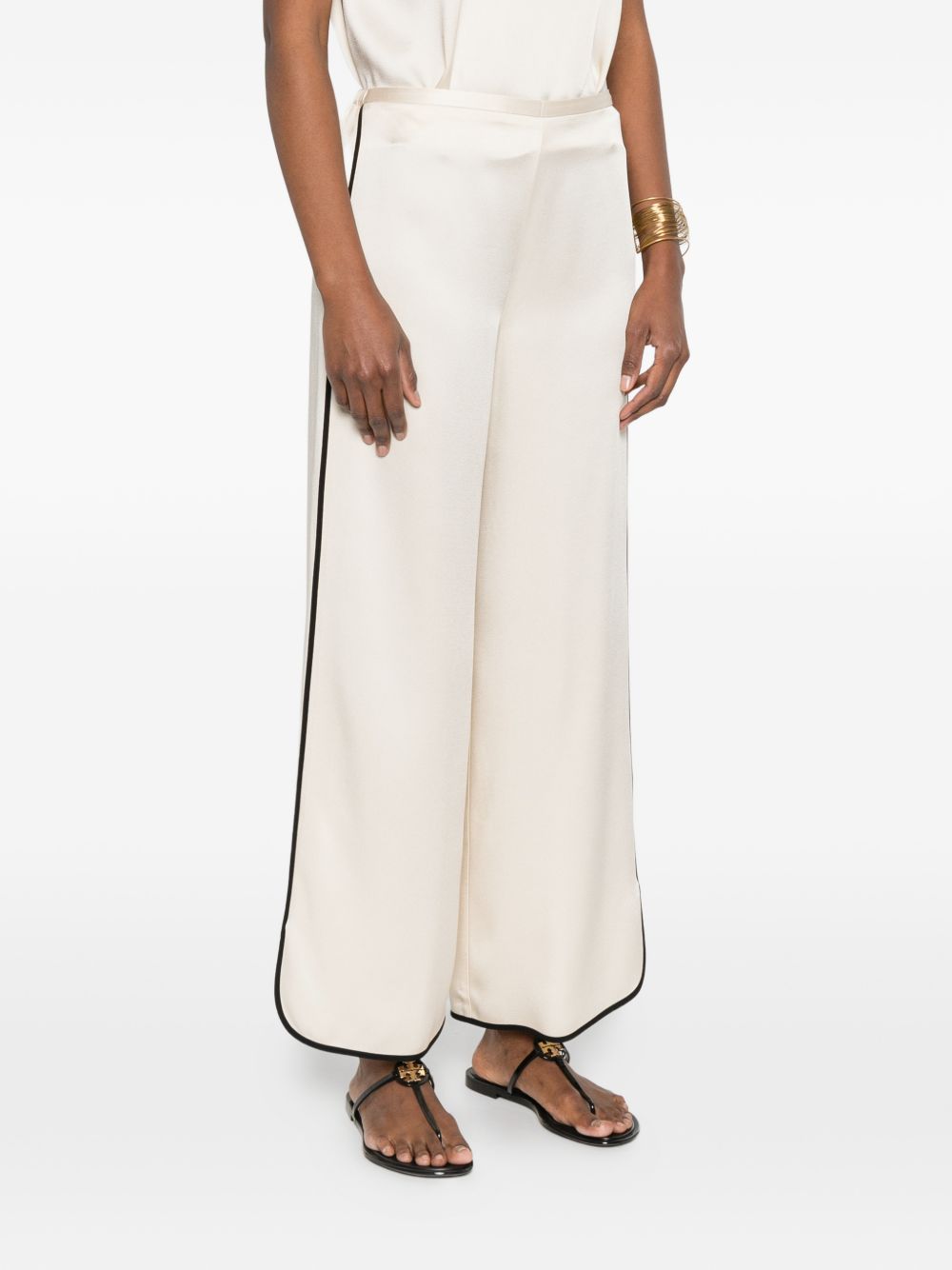 Pantaloni con bordi a contrasto in avorio Forte Forte - donna 