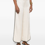 Pantaloni con bordi a contrasto in avorio Forte Forte - donna 
