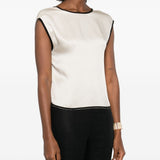 Top con bordo a contrasto in avorio Forte Forte - donna 