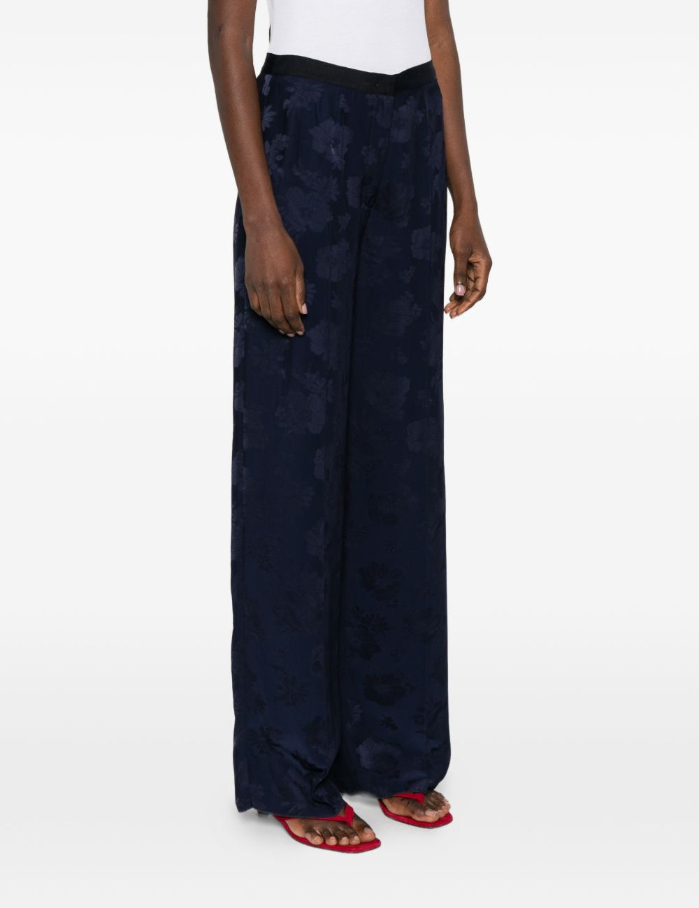 Pantaloni floreali jacquard in blu Forte forte - donna 