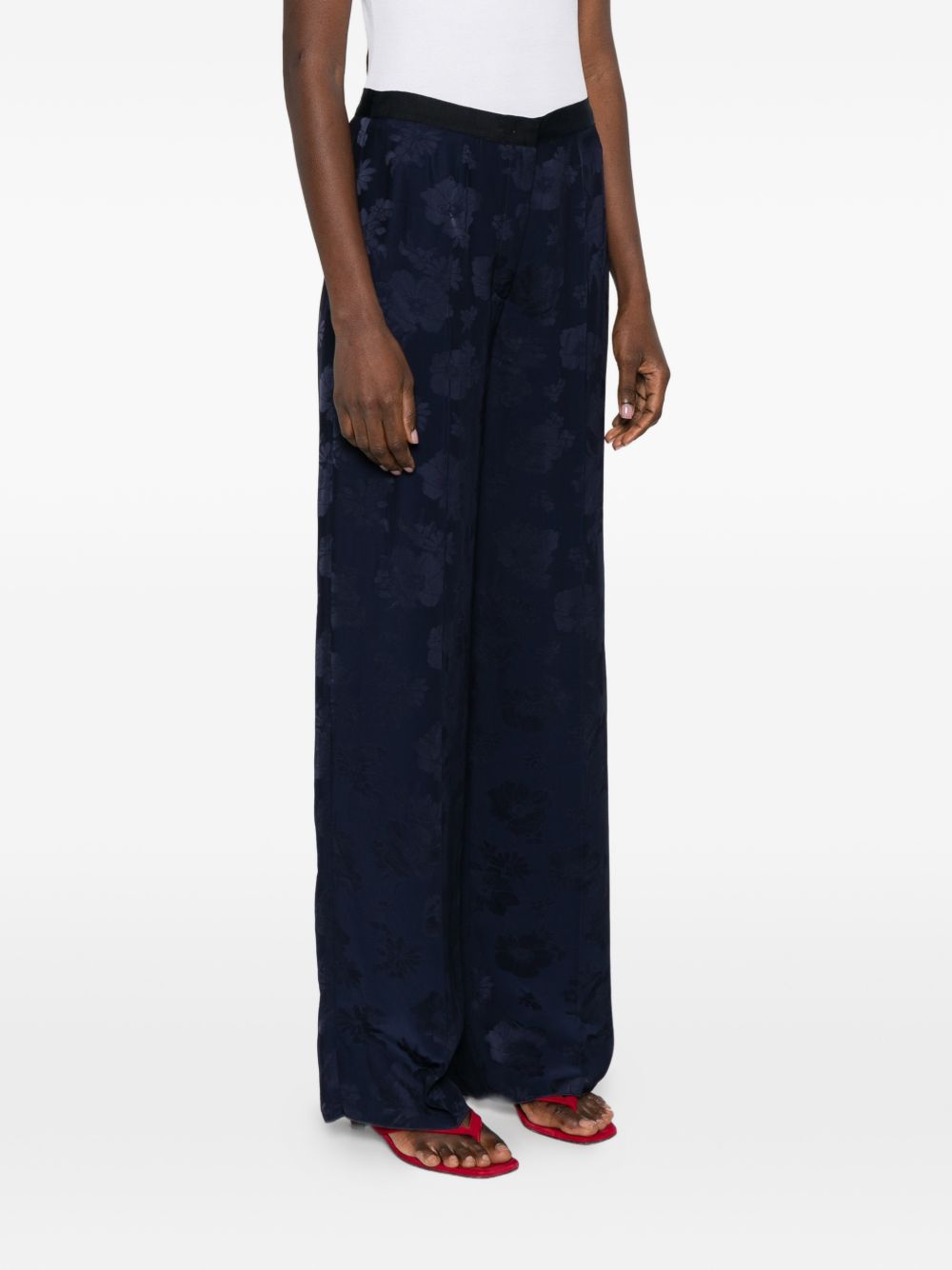Pantaloni floreali jacquard in blu Forte forte - donna 