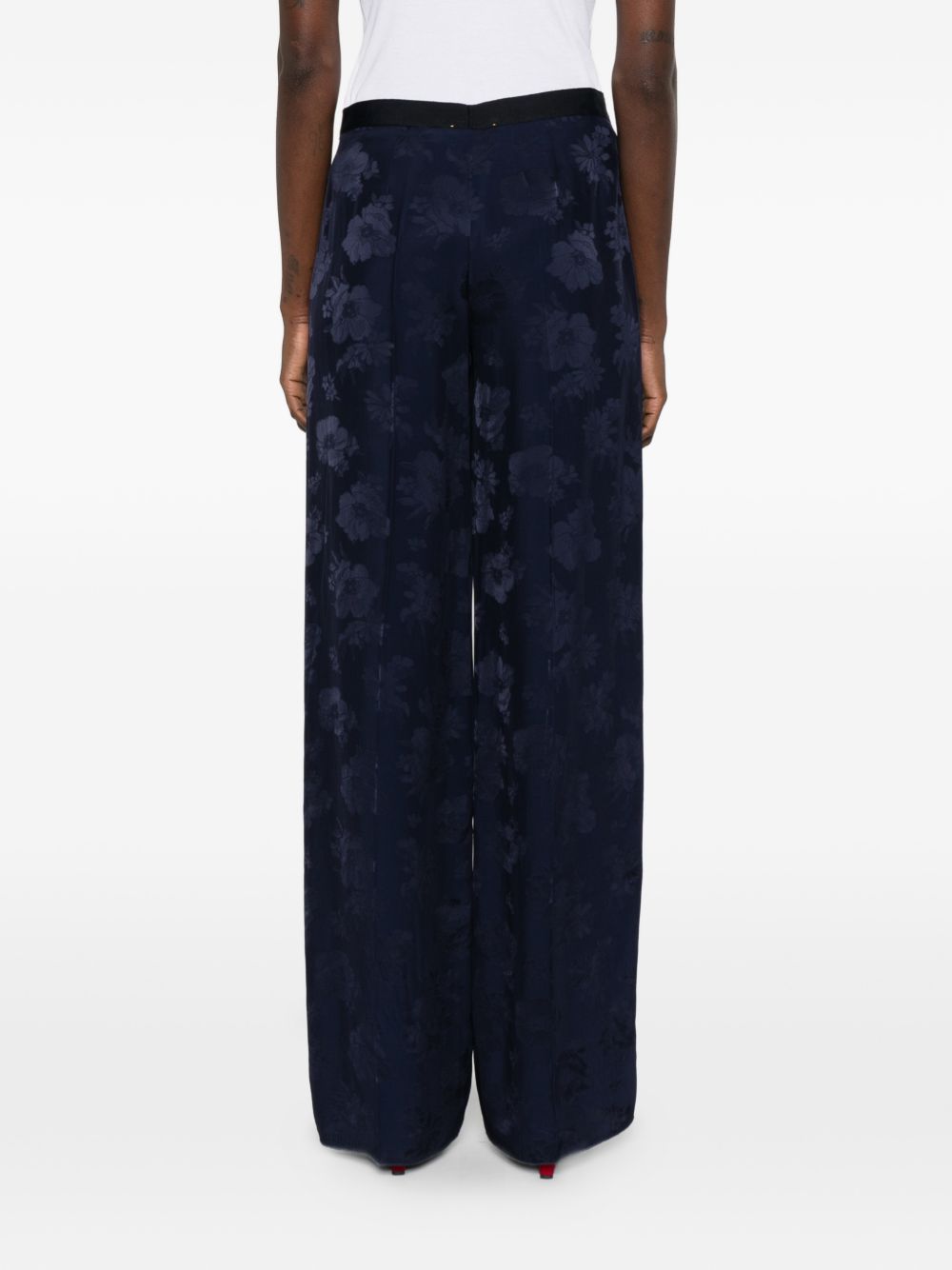Pantaloni floreali jacquard in blu Forte forte - donna 