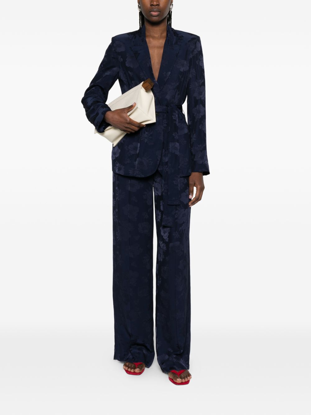Pantaloni floreali jacquard in blu Forte forte - donna 