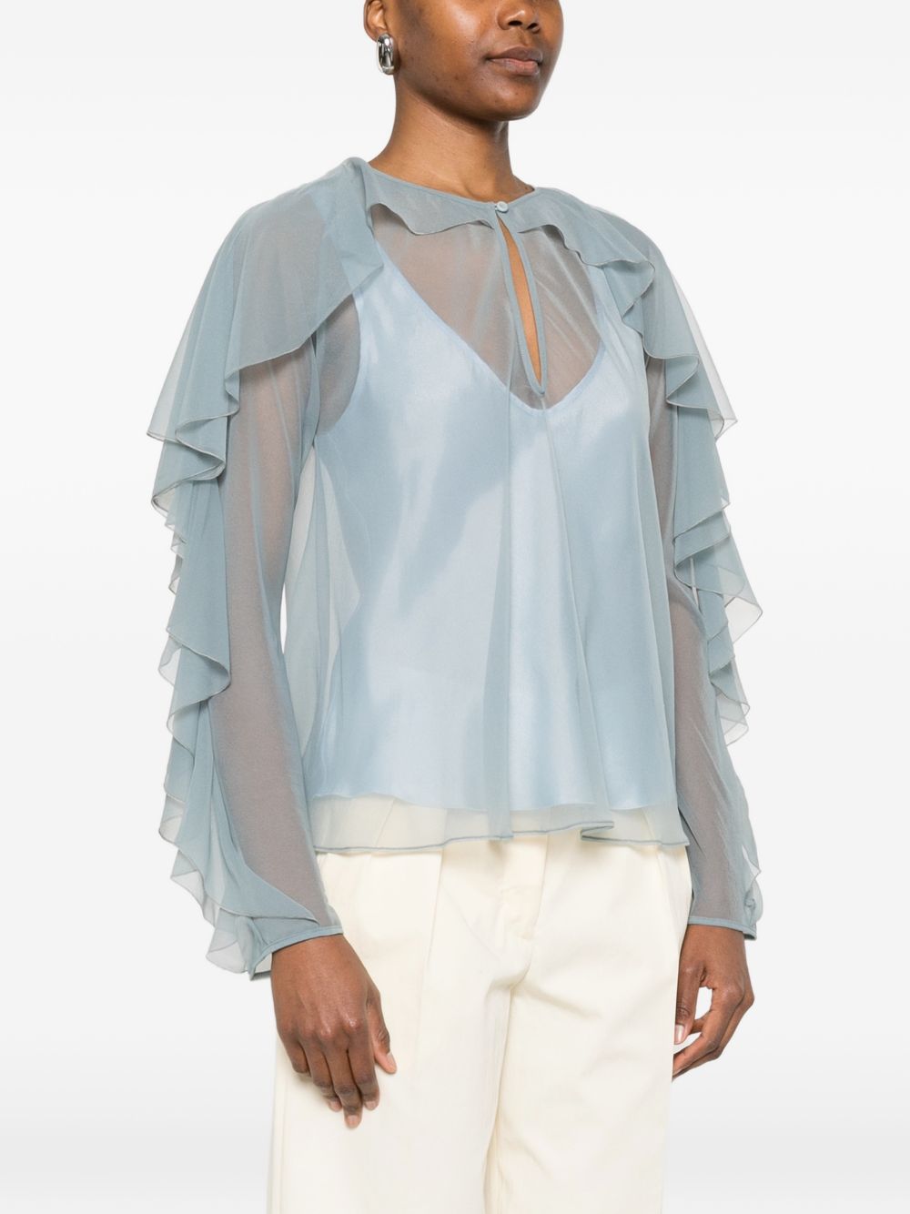 Blusa con ruches in azzurro Forte Forte - donna 
