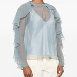 Blusa con ruches in azzurro Forte Forte - donna 