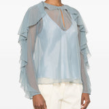 Blusa con ruches in azzurro Forte Forte - donna 
