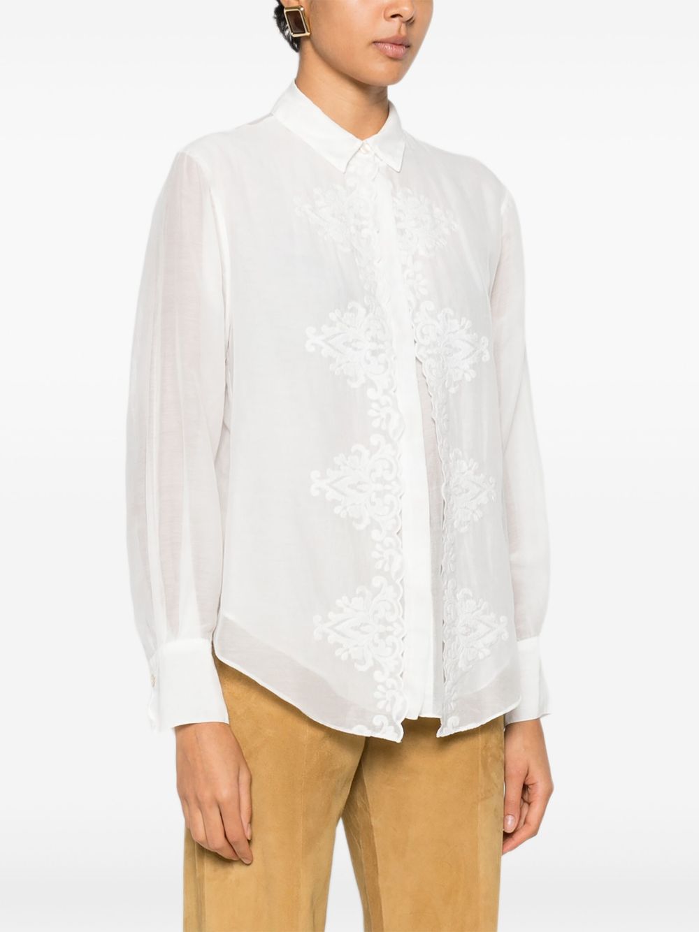 Camicia a maniche lunghe in bianco 