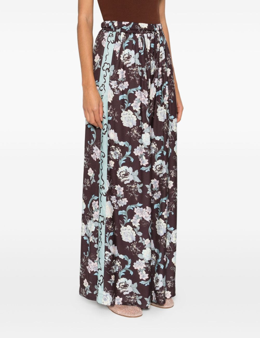 Pantaloni con stampa floreale in marrone Forte forte - donna 