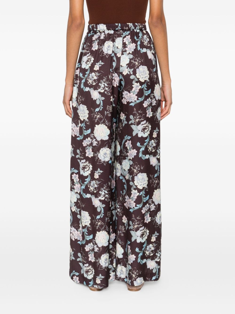 Pantaloni con stampa floreale in marrone Forte forte - donna 