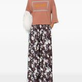 Pantaloni con stampa floreale in marrone Forte forte - donna 
