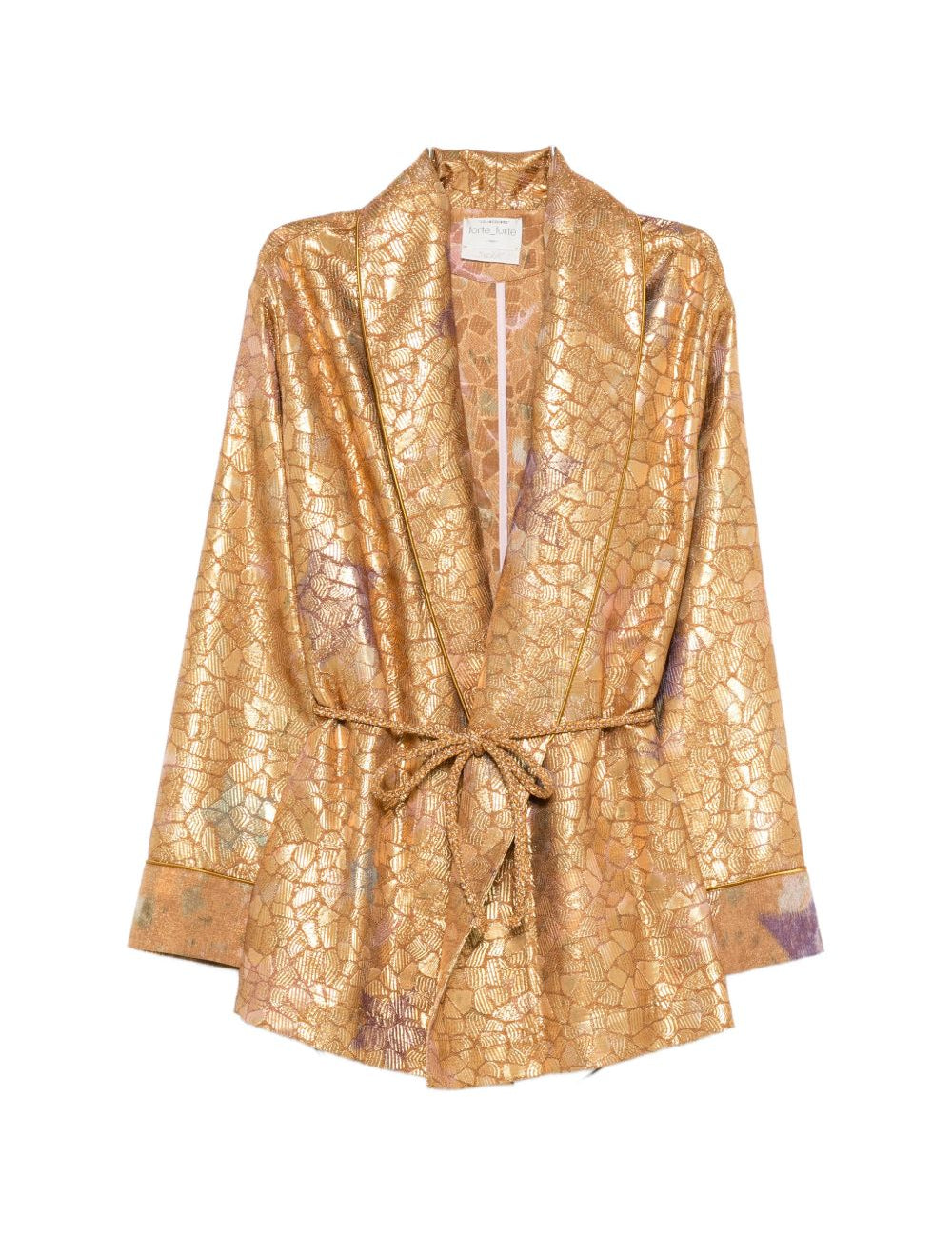 Giacca con cintura in jacquard lurex in oro Forte forte - donna 