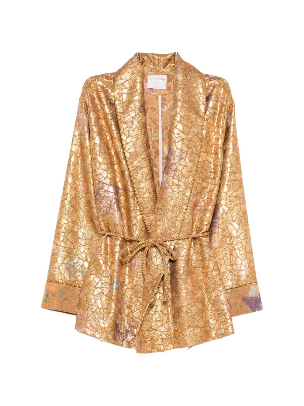 Giacca con cintura in jacquard lurex in oro Forte forte - donna 