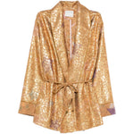 Giacca con cintura in jacquard lurex in oro Forte forte - donna 