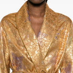 Giacca con cintura in jacquard lurex in oro Forte forte - donna 
