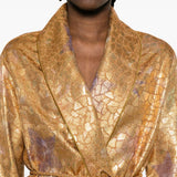 Giacca con cintura in jacquard lurex in oro Forte forte - donna 