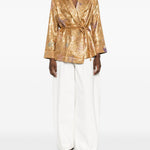 Giacca con cintura in jacquard lurex in oro Forte forte - donna 