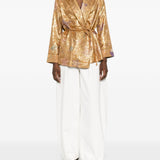 Giacca con cintura in jacquard lurex in oro Forte forte - donna 