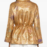 Giacca con cintura in jacquard lurex in oro Forte forte - donna 