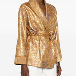Giacca con cintura in jacquard lurex in oro Forte forte - donna 