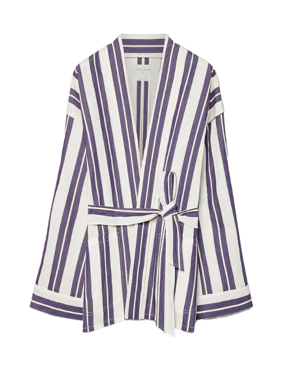 Kimono a righe in blu e bianco 