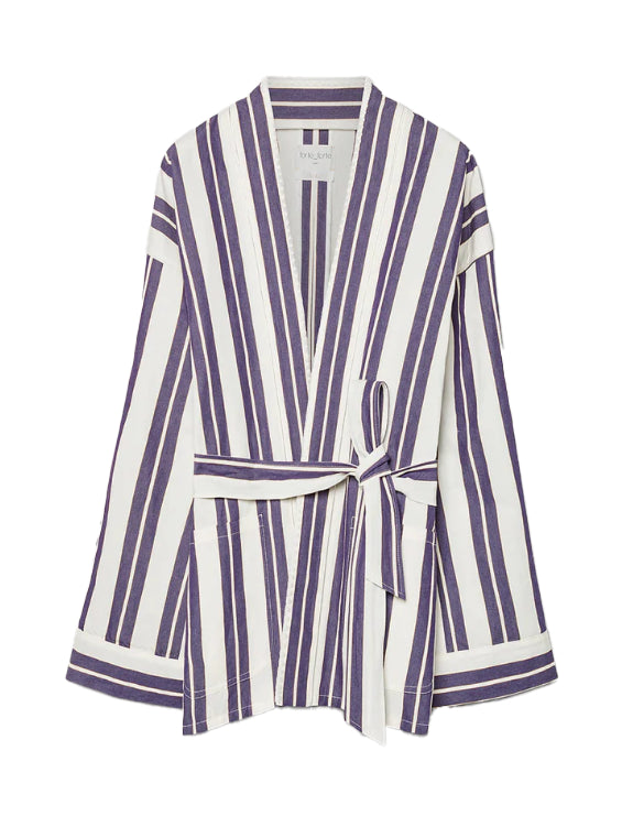 Kimono a righe in blu e bianco 
