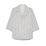 Camicia a maniche corte in bianco e celeste 