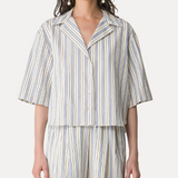 Camicia a maniche corte in bianco e celeste 
