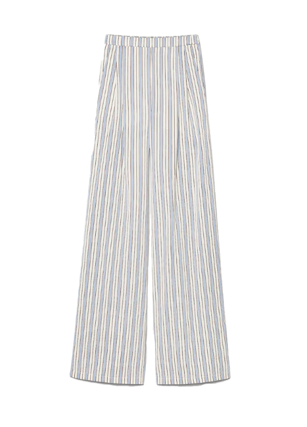 Pantaloni a righe con vita elastocozzata in bianco e blu 