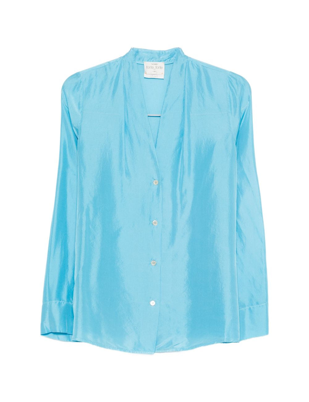 Camicia in seta con scollo a v in azzurro Forte forte - donna 