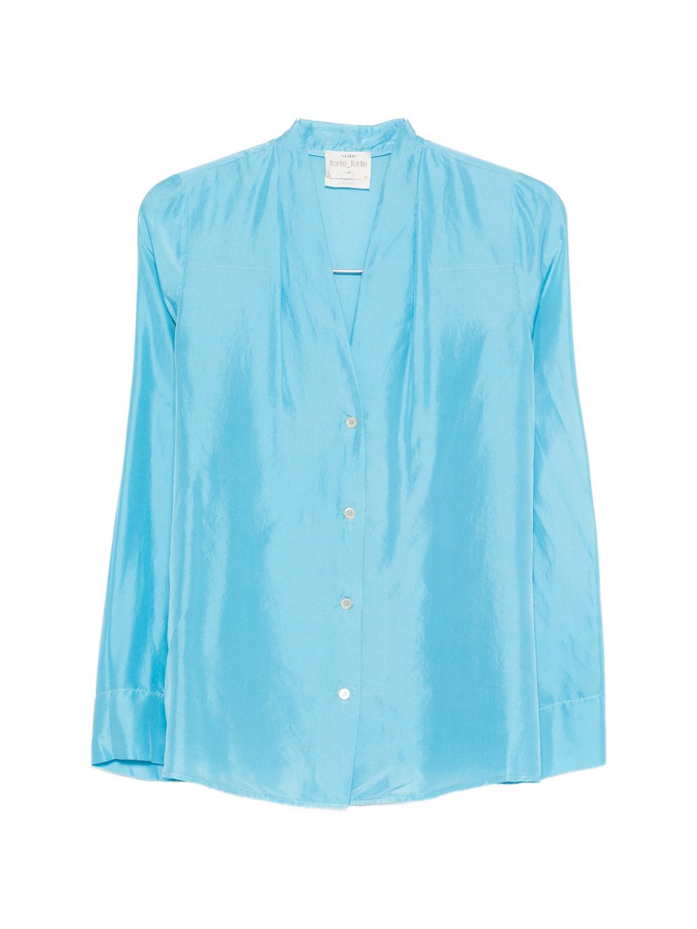 Camicia in seta con scollo a v in azzurro Forte forte - donna 