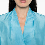Camicia in seta con scollo a v in azzurro Forte forte - donna 