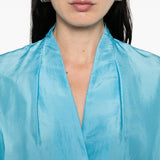 Camicia in seta con scollo a v in azzurro Forte forte - donna 