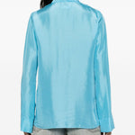 Camicia in seta con scollo a v in azzurro Forte forte - donna 