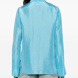 Camicia in seta con scollo a v in azzurro Forte forte - donna 