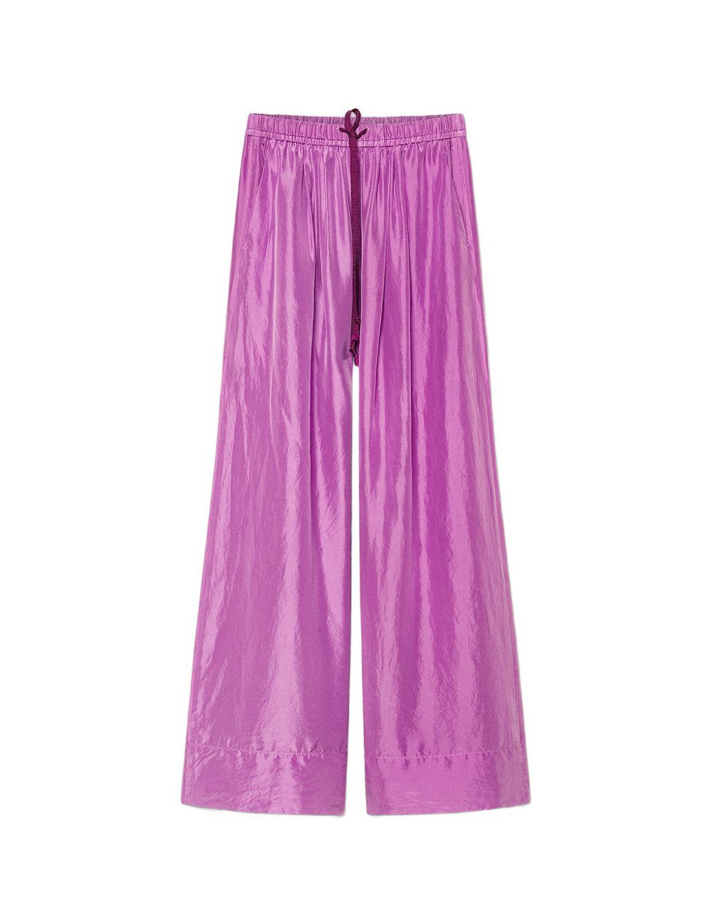 Pantaloni in seta Habotai con coulisse in viola Forte forte - donna 
