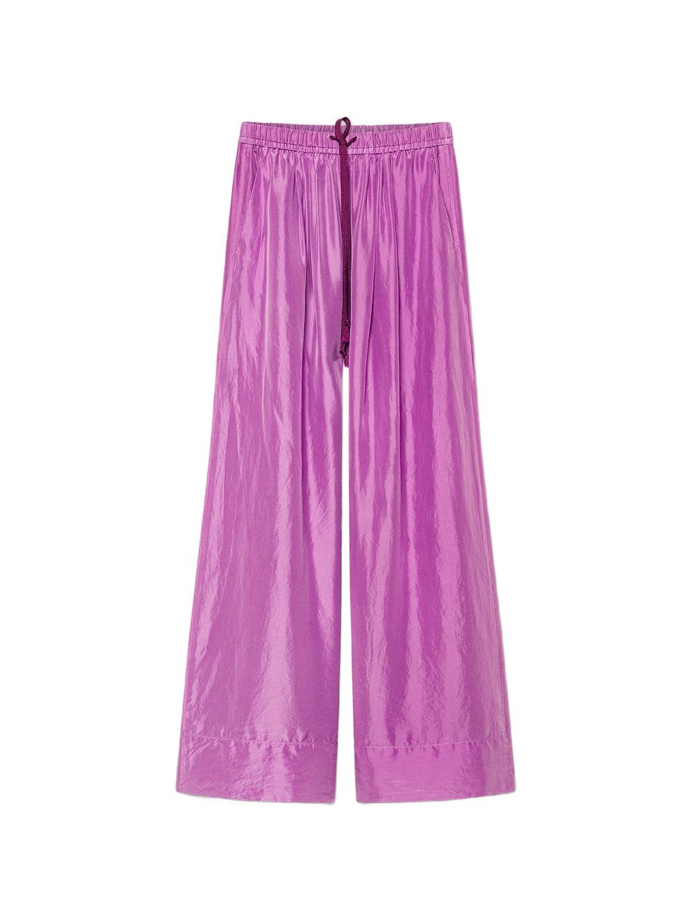 Pantaloni in seta Habotai con coulisse in viola Forte forte - donna 