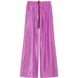 Pantaloni in seta Habotai con coulisse in viola Forte forte - donna 
